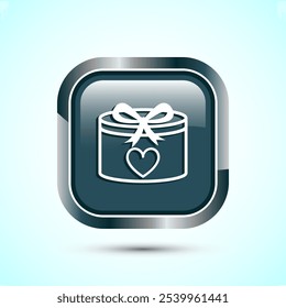 Gift box icon design illustration, Surprising gift box symbol, Gray Color Square Button Design