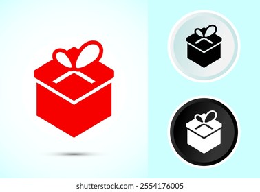 Gift box icon design illustration, Surprising gift box symbol