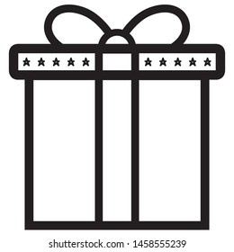 Gift box icon design. Outline gift box icon design. Gift line style icon. Gift box symbol design. Vector illustration.