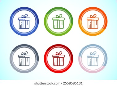 Gift box icon design Surprising gift box symbol, Button Design Saet