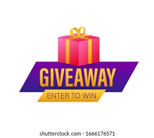 Gift box icon design template. Giveaway. Typography design. Post box. Winner banner. Vector stock illustration.