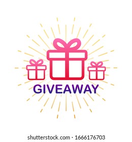 Gift Box Icon Design Template. Giveaway. Typography Design. Post Box. Winner Banner. Vector Stock Illustration.