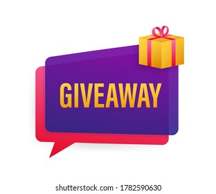 Gift box icon design template. Giveaway. Typography design. Post box. Winner banner. Vector stock illustration.