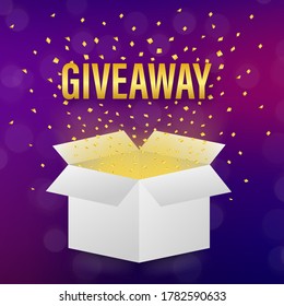 Gift box icon design template. Giveaway. Typography design. Post box. Winner banner. Vector stock illustration.