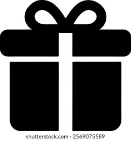 gift box icon designed with a ribbon to represent celebration and generosity suitable for occasions like birthdays and holidays.