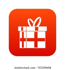 Gift in a box icon digital red for any design isolated on white vector illustration
