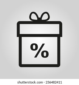 Gift box icon. Discount. Present symbol. Flat. Vector illustration