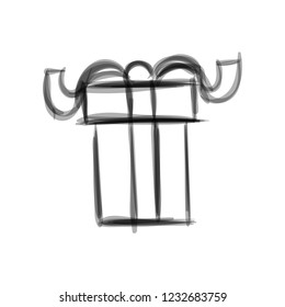Gift box icon doodle in linear sketch for christmas