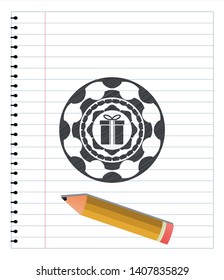 gift box icon draw with pencil effect. Vector Illustration. Detailed.