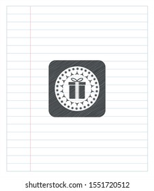 gift box icon draw (pencil strokes). Vector Illustration. Detailed.