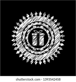 gift box icon drawn on a chalkboard