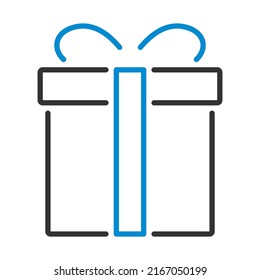 Icono de la caja de regalo. Contorno de negrita editable con diseño de relleno de color. Ilustración vectorial.
