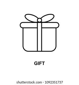 gift box icon. Element of simple web icon with name for mobile concept and web apps. Thin line gift box icon can be used for web and mobile on white background