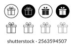 Gift box icon Flat art in black and white isolated