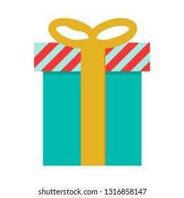 Gift box icon in flat color style. Prize birthday Christmas holiday