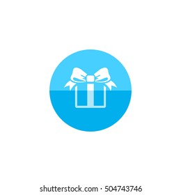 Gift box icon in flat color circle style. Prize birthday Christmas holiday