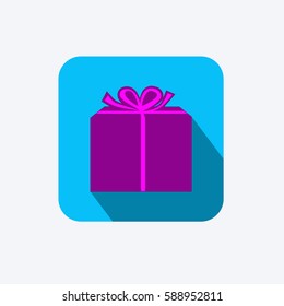 Gift box icon flat design rounded rectangle shape