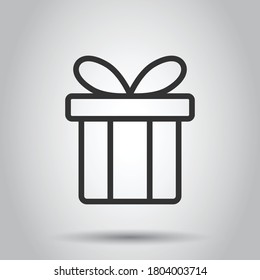 Gift box icon in flat style. Present package vector illustration on white isolated background. Surprise business concept.