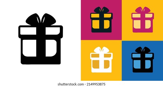 Gift box icon in flat style. Present package vector illustration on isolated background. Surprise business concept.