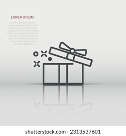 Gift box icon in flat style. Magic case vector illustration on white isolated background. Present business concept.