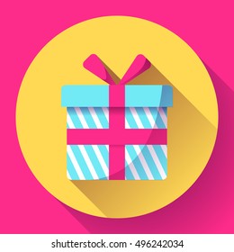 Gift box Icon flat style Vector illustration