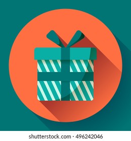 Gift box Icon flat style Vector illustration