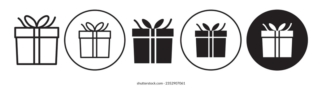 Gift Box Icon. flat symbol of anniversary or wedding gift with wrap and bow. Vector set of greeting present to the love valentine on Christmas. Outline logo sign of birthday party surprise package
