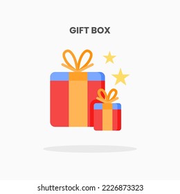 Gift Box icon flat. Vector illustration on white background. Can used for web, app, digital product, presentation, UI and many more.