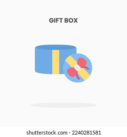 Gift box icon flat. Vector illustration on white background. Can used for web, app, digital product, presentation, UI and many more.