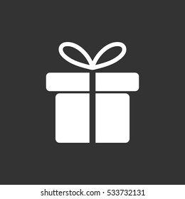 Gift box icon. Flat vector illustration on black background.
