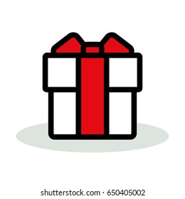 Gift box icon. Flat vector cartoon illustration. Objects isolated on a white background.