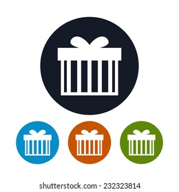 Gift Box icon,  four types of colorful round icons gift box, vector illustration
