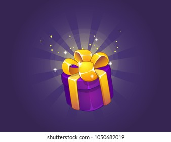 Gift Box Icon for a game interfaces.
Funny cartoon gift box. Reward  Vector icon. Getting rewards in a game. GUI set elements for mobile, video or web games.
