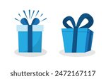 Gift box icon. Gifts and presents for holiday celebration and special sales offer. birthday celebration, special give away pack Isolated birthday or anniversary box with wrapping paper and ribbon bow.