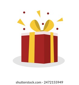 Gift box icon. Gifts and presents for holiday celebration and special sales offer. birthday celebration, special give away pack Isolated birthday or anniversary box with wrapping paper and ribbon bow.