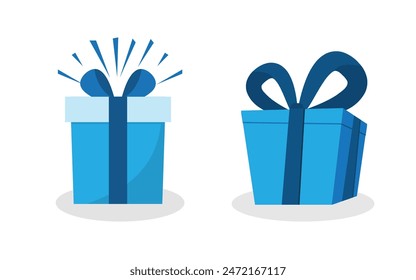 Gift box icon. Gifts and presents for holiday celebration and special sales offer. birthday celebration, special give away pack Isolated birthday or anniversary box with wrapping paper and ribbon bow.