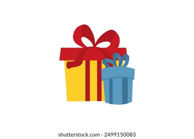 Gift box icon. Gifts and presents for holiday celebration and special sales offer. birthday celebration, special give away pack, anniversary box with wrapping paper and ribbon bow. isolated on white.