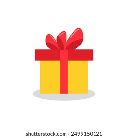 Gift box icon. Gifts and presents for holiday celebration and special sales offer. birthday celebration, special give away pack, anniversary box with wrapping paper and ribbon bow. isolated on white.