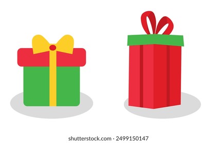 Gift box icon. Gifts and presents for holiday celebration and special sales offer. birthday celebration, special give away pack, anniversary box with wrapping paper and ribbon bow. isolated on white.