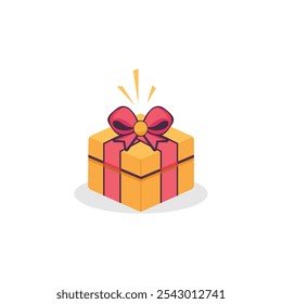 Icono de caja de regalo. Regalos y regalos para la celebración del día de fiesta y oferta especial de ventas. celebración de cumpleaños, paquete especial de regalo. Caja aislada de cumpleaños o aniversario con papel de regalo y lazo de cinta.