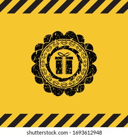 gift box icon grunge warning sign emblem. Vector Illustration. Detailed.