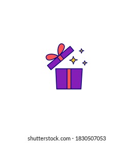 Icono de la caja de regalo. Icono de Halloween. Sencillo, plano, contorno, color. Icono de color relleno.