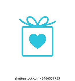 Gift box icon. Heart decor Isolated on white background. 