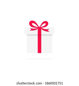 Gift box icon. Holiday concept with cute colorful present box. Vector illustration isolated on white.