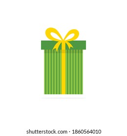 Gift box icon. Holiday concept with cute colorful present box. Vector illustration isolated on white.
