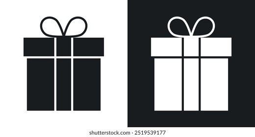 Gift box icon icons in black and white filled style