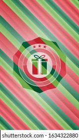gift box icon inside christmas emblem background.