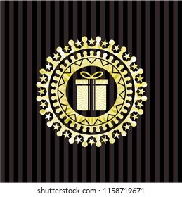 gift box icon inside golden badge
