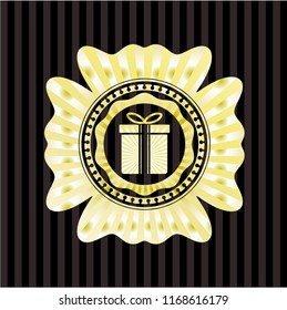 gift box icon inside golden badge
