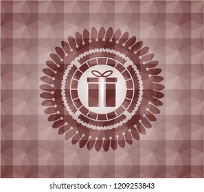 gift box icon inside red geometric badge. Seamless.